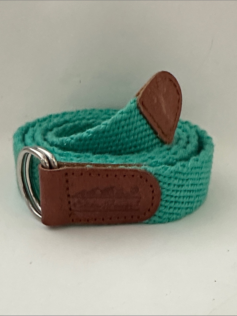 Vintage Eddie Bauer teal canvas leather belt M